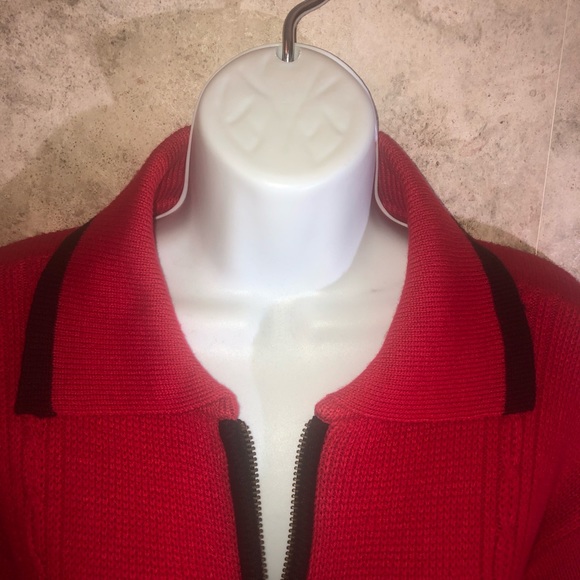 Crystal Kobe Zippered Red Knitted Cardigan - Picture 2 of 12